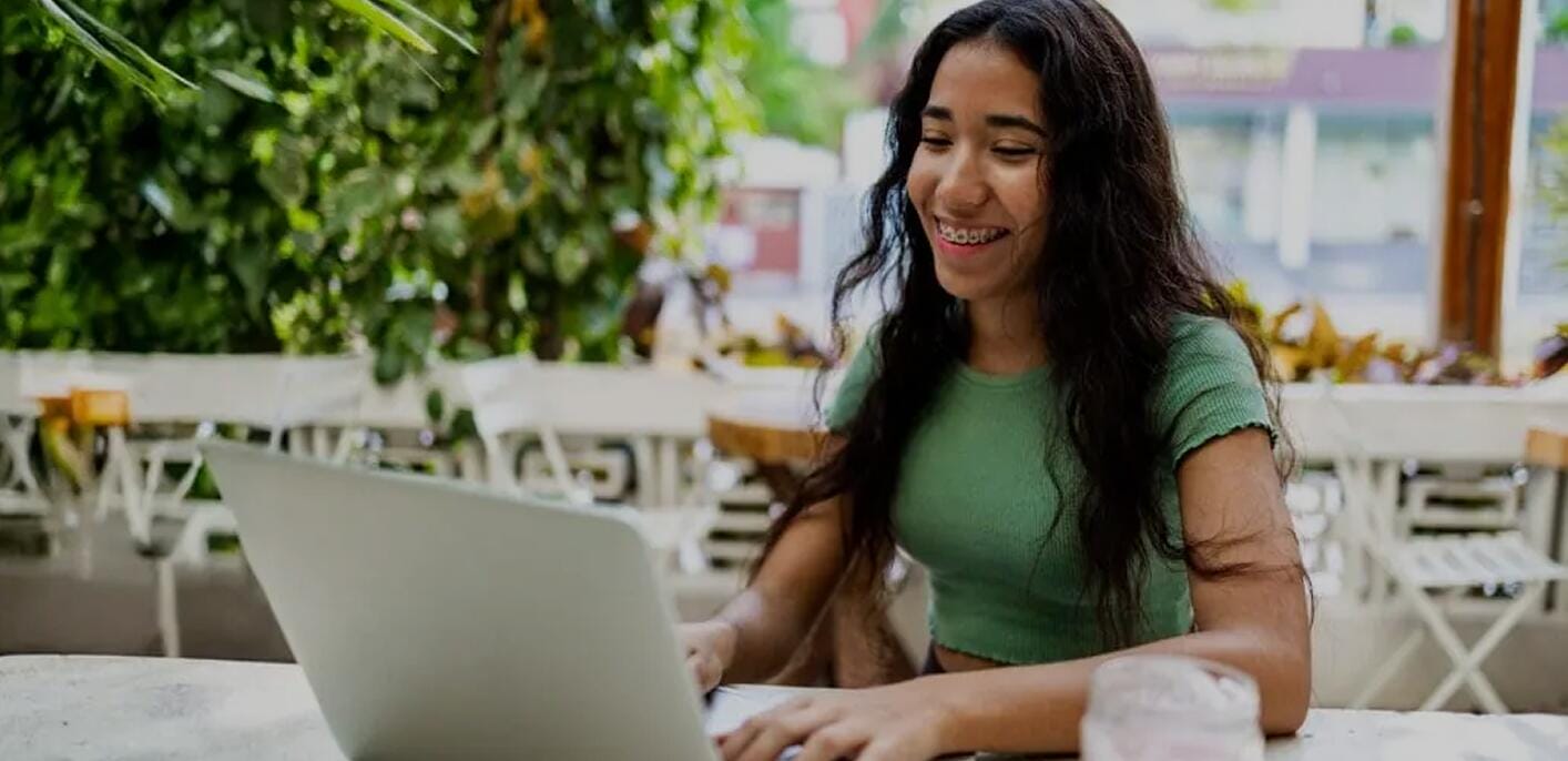 Student with her laptop